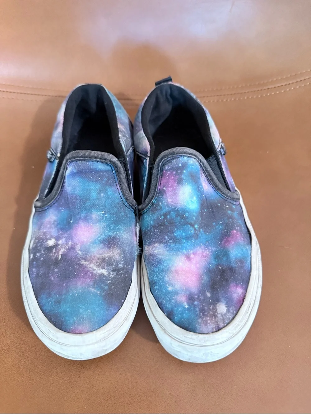 Vans Size 1 Slip-On Galaxy Canvas Sneakers - Purple, Blue, Black
